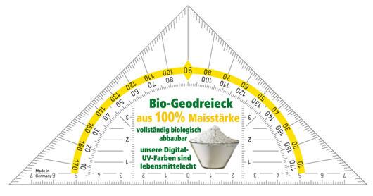 Werbe-Geodreieck mit Logo aus nachhaltigem Material Werbe-Geodreieck mit Logo aus nachhaltigem Material