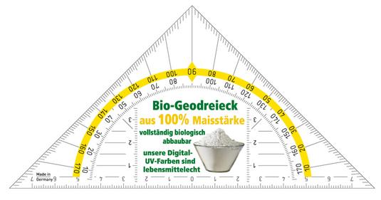 Werbe-Geodreieck mit Logo aus nachhaltigem Material