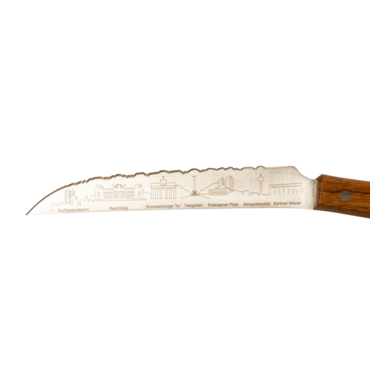 Besondere Lasergravur und Klingenform als individuelles Messer mit Logo Besondere Lasergravur und Klingenform als individuelles Messer mit Logo