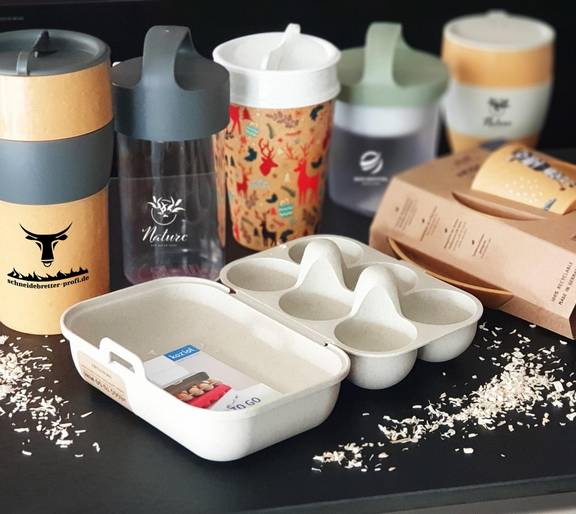 nachhaltiges Mehrweggeschirr mit Firmenlogo