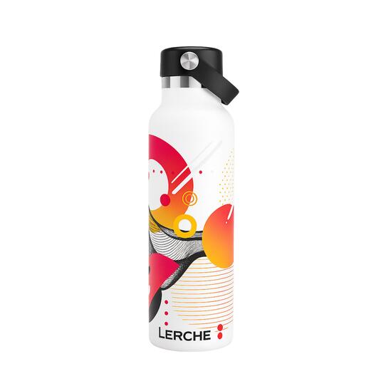 Bunte Thermosflasche mit Logo als Werbegeschenk für Lerche Bunte Thermosflasche mit Logo als Werbegeschenk für Lerche