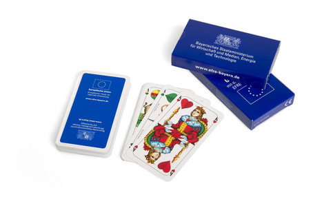 Schafkopf-Karten mit bayerischen Design als Werbemittel