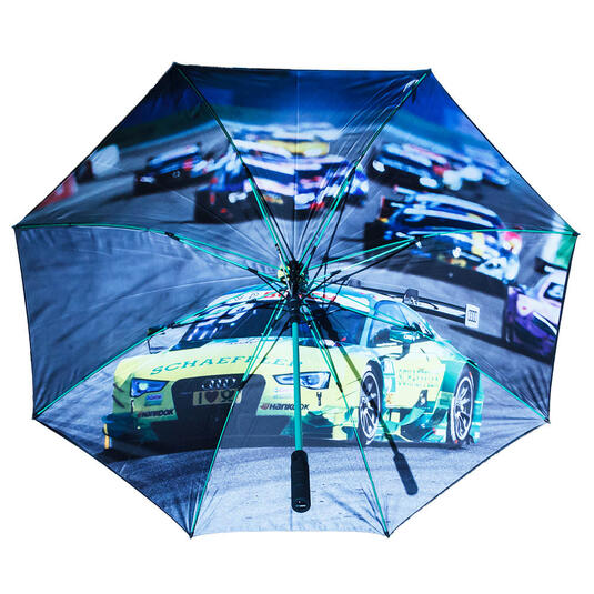 Werbeschirm mit Alloverdruck als Werbemittel für Outdoor und Freizeit Werbeschirm mit Alloverdruck als Werbemittel für Outdoor und Freizeit