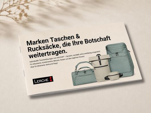 Kompakter Tacshen und Rucksack-Guide mit individuell gestalteten Werbe-Taschen und Werbe-Rucksäcken