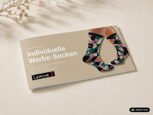 Kompakter Socken-Guide mit individuell gestalteten Werbe-Socken
