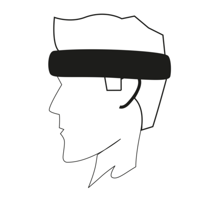 Multifunktionstuch mit Logo als Headband getragen Multifunktionstuch mit Logo als Headband getragen