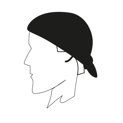 Multifunktionstuch mit Logo als Piratentuch getragen Multifunktionstuch mit Logo als Piratentuch getragen