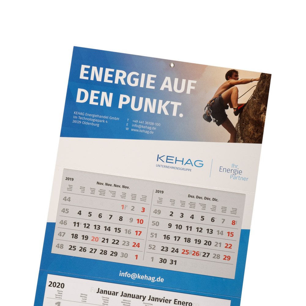 Alles auf einen Blick mit dem 6-Monatswandkalender, 4-farbiger Digitaldruck am gut sichtbaren oberen Ende.