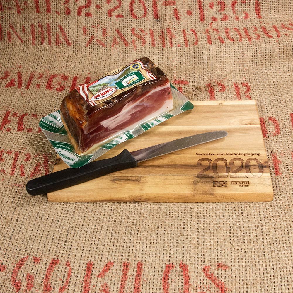 Akazienholz Frühstücksbrettchen mit i Logo-Gravur