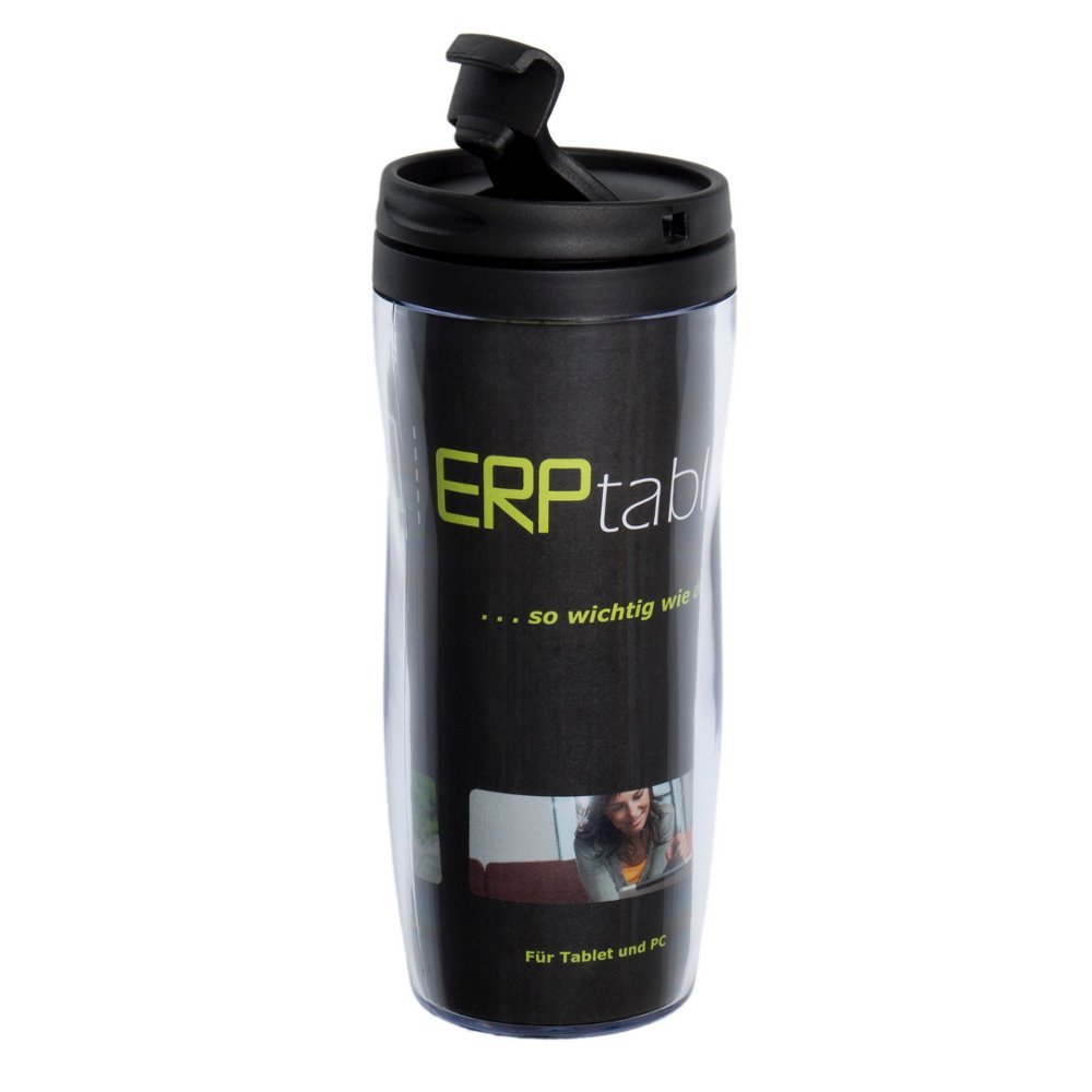 doppelwandiger Coffee-to-go Becher Kunststoff STYLE mit  bedrcuktem Papiereinleger für Promodata