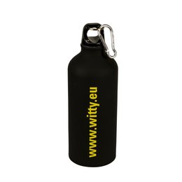 2-farbige Aluminium Werbe-Trinkflasche Sporty 2Tone durch die Logogravur kommt die gelbe Grundfarbe durchfür Witty