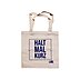 Naturfarbene Baumwolltasche von UBL Königsdorf dargestellt auf weißem Hintergrund mit dem Demokratie-Slogan „Halt mal kurz - die Demokratie hoch".