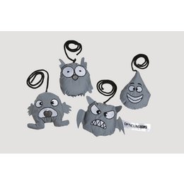 Bedruckbare reflektierende Schlüsselanhänger ReflexMonster mit eingenähtem Label