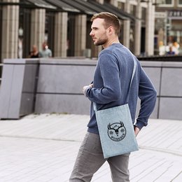 Werbe-Umhänge-Tragetasche aus recycelter Baumwolle mit Logo