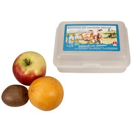 bedruckbare, praktische Werbe-Brotzeitbox aus Kunststoff mit individuellem Logo