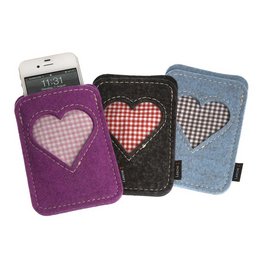 Bedruckte Handytasche, aus Filz - Werbeartikel für Smartphones mit Weblabel-Applikation im Alpenstil