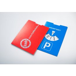 Bedruckte Parkscheiben für die Fahrschule KMH, Wolfratshausen