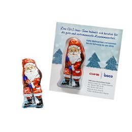 Schoko-Nikolaus in bedruckter Premium-Card süßer Streuartikel