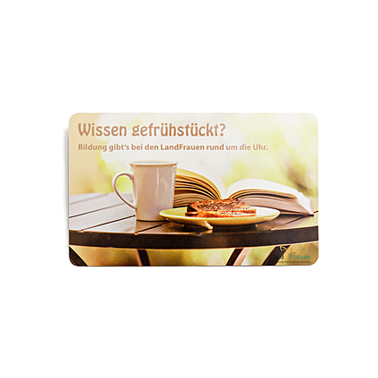 Modernes und robustes Resopal-Brettchen mit Werbemotiv