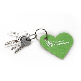 Bedruckter Schlüsselanhänger „Herz“ aus recycelten Filz
