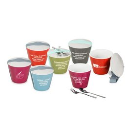 Snack2Go-Schale aus Porzellan mit Werbeaufdruck