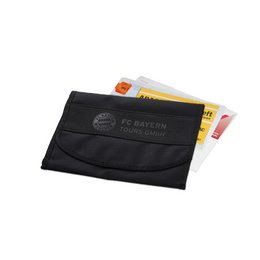 Bedruckte Ticket- und Vouchertasche für FC Bayern Tours in schwarz