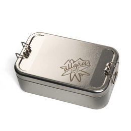 nachhaltige Logo-Lunchbox XL mit gelaserten Allgäu-Motiv und Mehrfachnutzen.