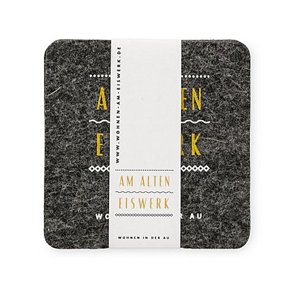 Filz-Tassenuntersetzer mit bedruckter Werbebanderole