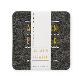 Filz-Tassenuntersetzer mit bedruckter Werbebanderole