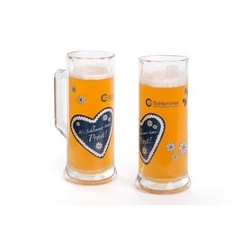 Bedruckter Glaskrug, Partyseidel 0,5 l mit Oktoberfest-Dekor für Schlemmer