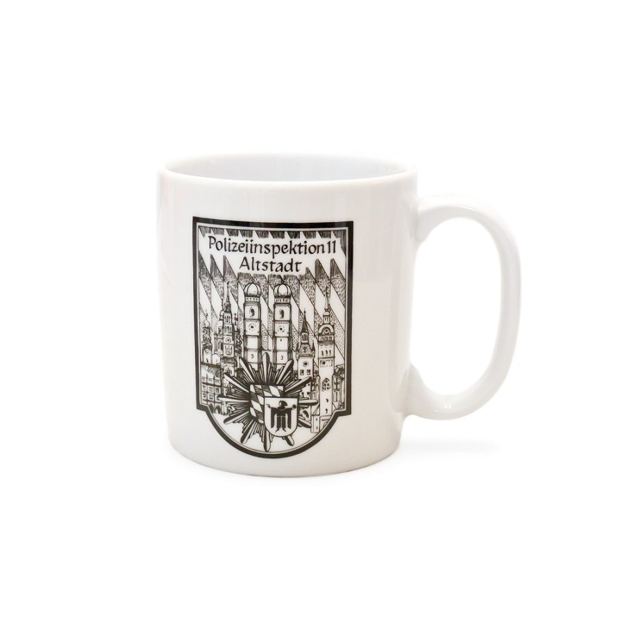 Porzellan-Kaffeetasse mit Werbeaufdruck