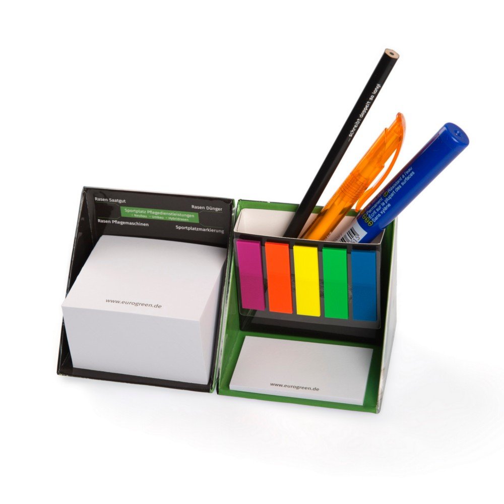 4-in-1 Würfel Haftnotizhalter - Organizer Mit Bunten Index-Aufklebern & Notizblock, A5