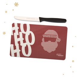 Bedruckbares Resopalbrettchen zu Weihnachten mit "HoHoHo" Text und Weihnachtsmann silhouette