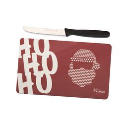 Individuell bedrucktes Brotzeitbrett aus Resopal als Werbegeschenk zu Weihnachten