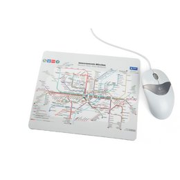 Bedrucktes Mousepad mit Streckennetz der Münchner S- und U-Bahnlinien für die MVG