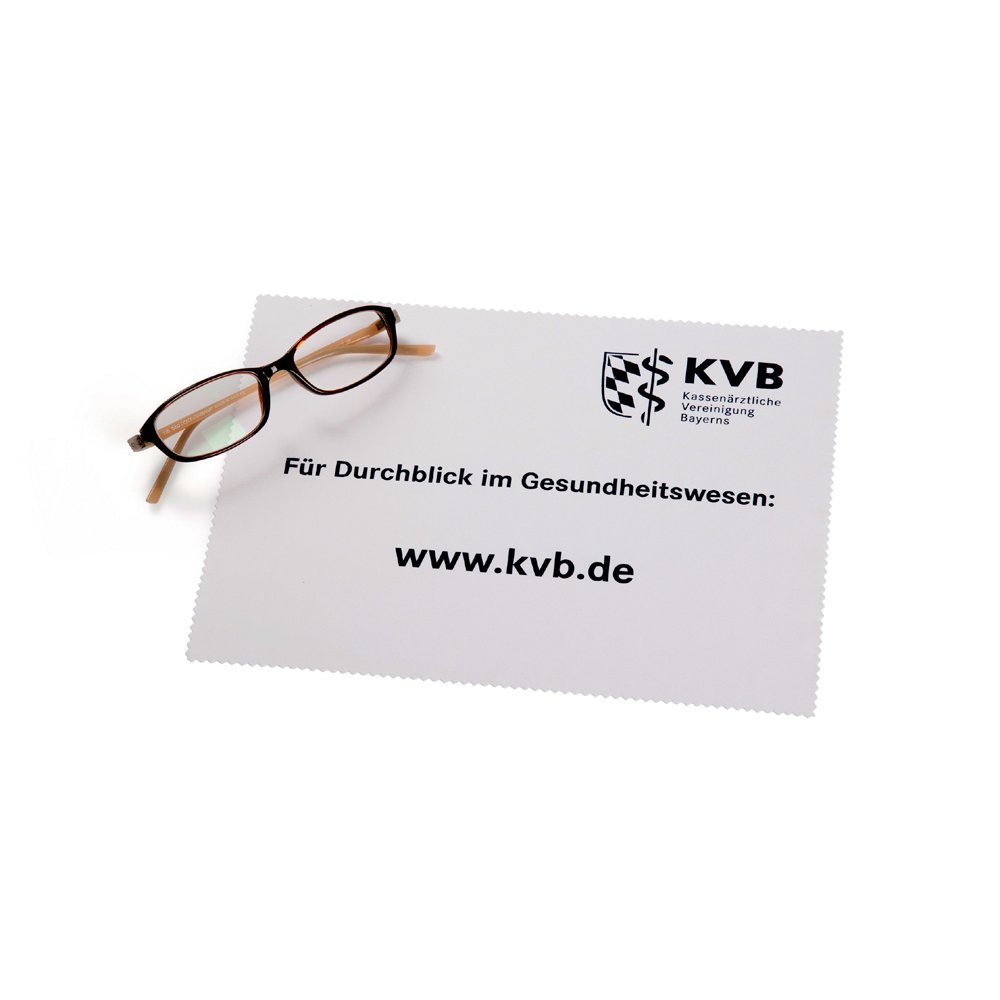 Bedrucktes Tuch aus Microfaser mit Firmenlogo der Kassenärztlichen Vereinigung Bayerns 