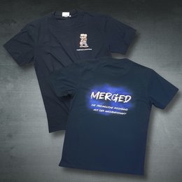 Bedrucktes Werbe-T-Shirt aus strapazierbaren Polyster -Baumwoll-Gemisch, vorne Logo, hinten großflächige Werbung