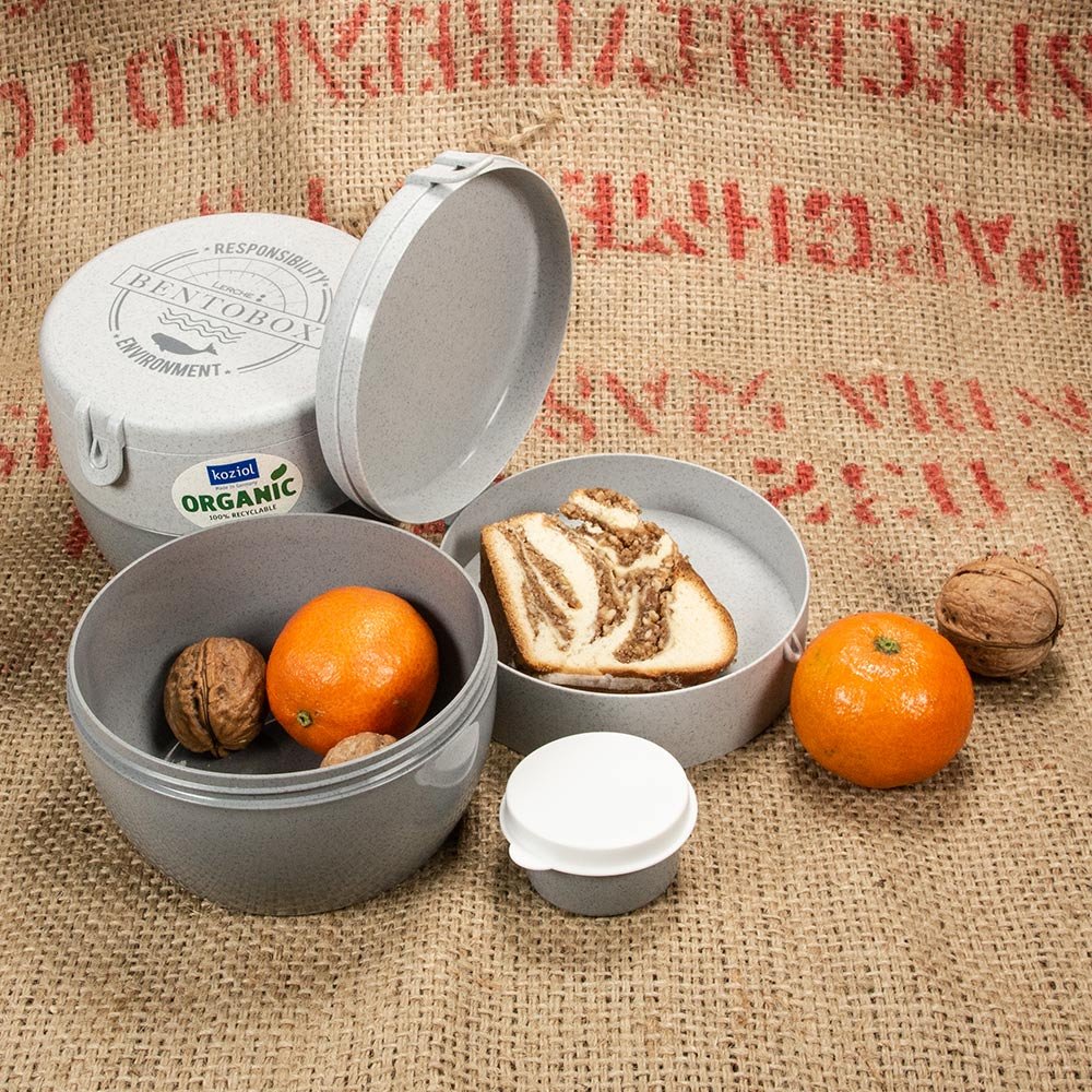 Bentobox 3-teilig aus Organic-Kunststoff, Logo lasergraviert 