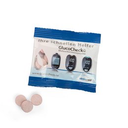 Werbe-Bio-Traubenzucker im individuell bedruckten Flowpack