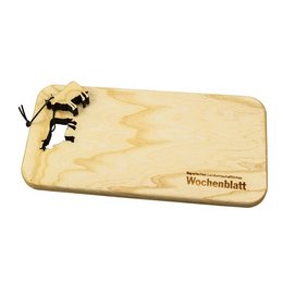 Brotzeitbrett Erle mit Lasercut und Lasergravur als Werbemittel