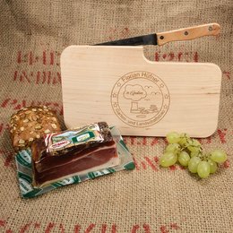 Brotzeitbrett mit Holzgriff, Messer und individueller Lasergravur 