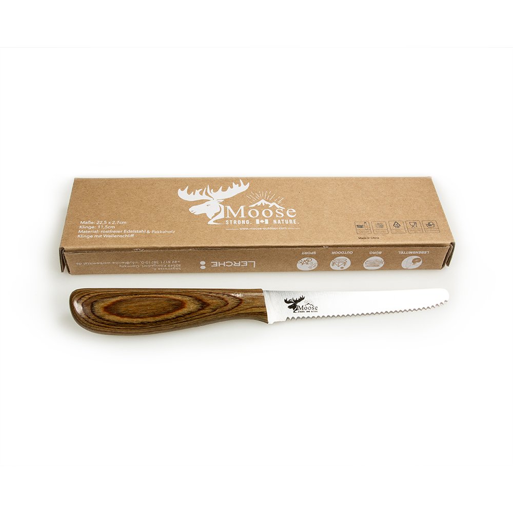 Brotzeitmesser mit Holzgriff und gravierter Klinge in Profi-Qualität