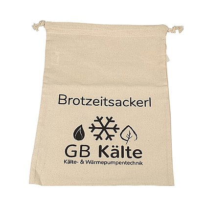 Bedrcuktes Brotzeitsackerl aus 100% Baumwolle