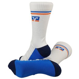 Bunte Werbesocken als Sportsocke für die Volksbank