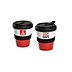 cooler bedruckter Coffee to go Becher aus Porzellan Form 344 für IG Metall