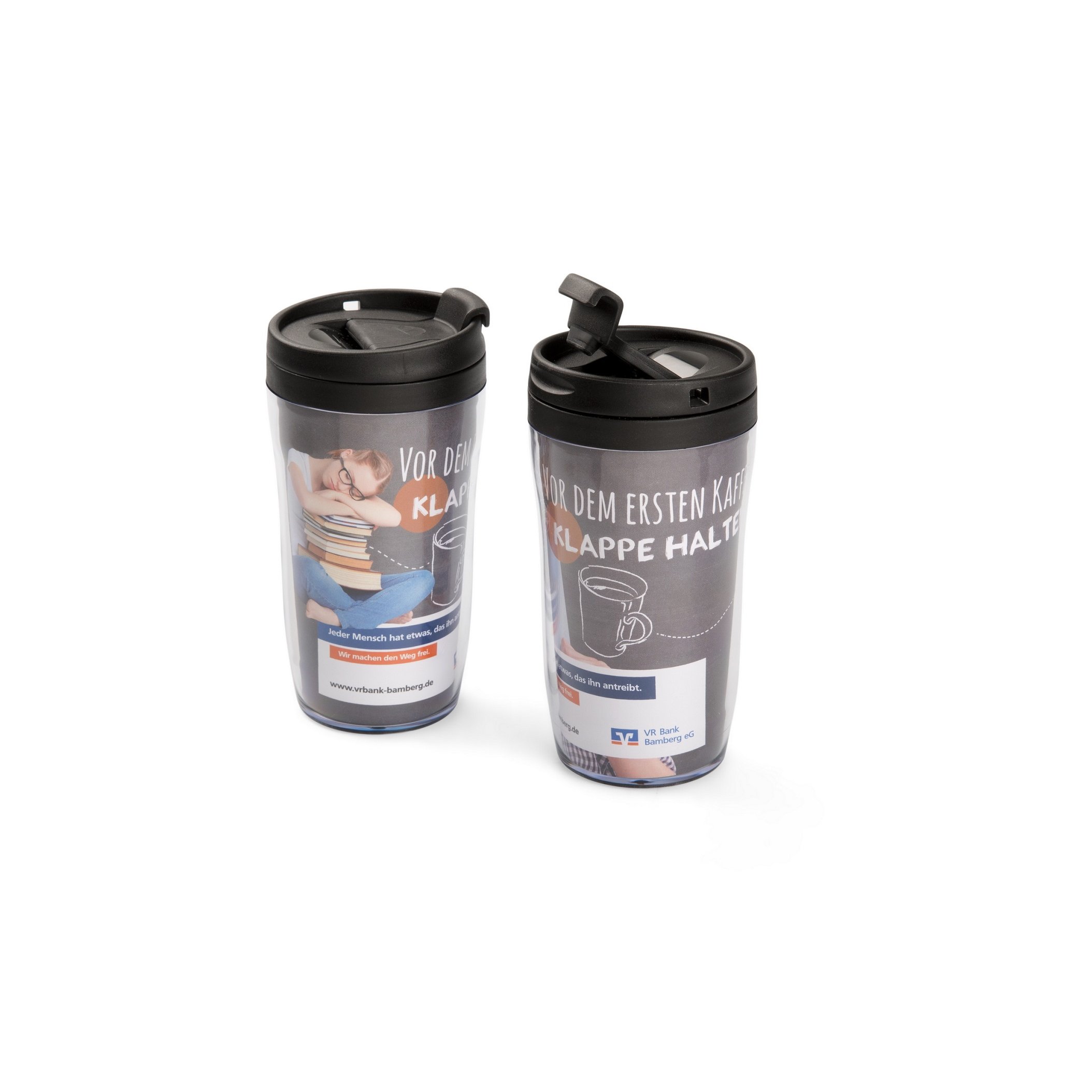 doppelwandiger Kunststoff Thermo Werbe-Coffee to go Becher Style small clear 