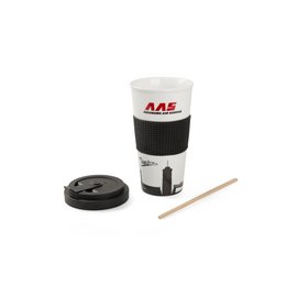 Werbe-Coffee-to-go-Becher aus Porzellan XXL Form 348 mit Banderole, individuell bedruckbar