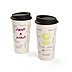 Wiederverwendbarer Coffee to go Becher aus Kunststoff mit umlaufenden Werbedruck