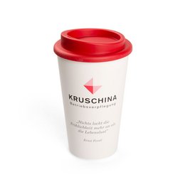 Doppelwandiger Coffee-to-go-Becher aus Kunststoff, vollflächig bedrckbar