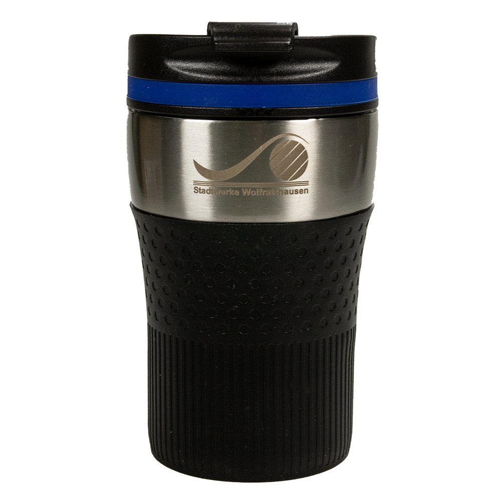 Doppelwandiger Coffee to go Becher Edelstahl mit Logo-Gravur